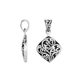 Handcrafted Sterling Silver Filigree Diamond Pendant From Bali.